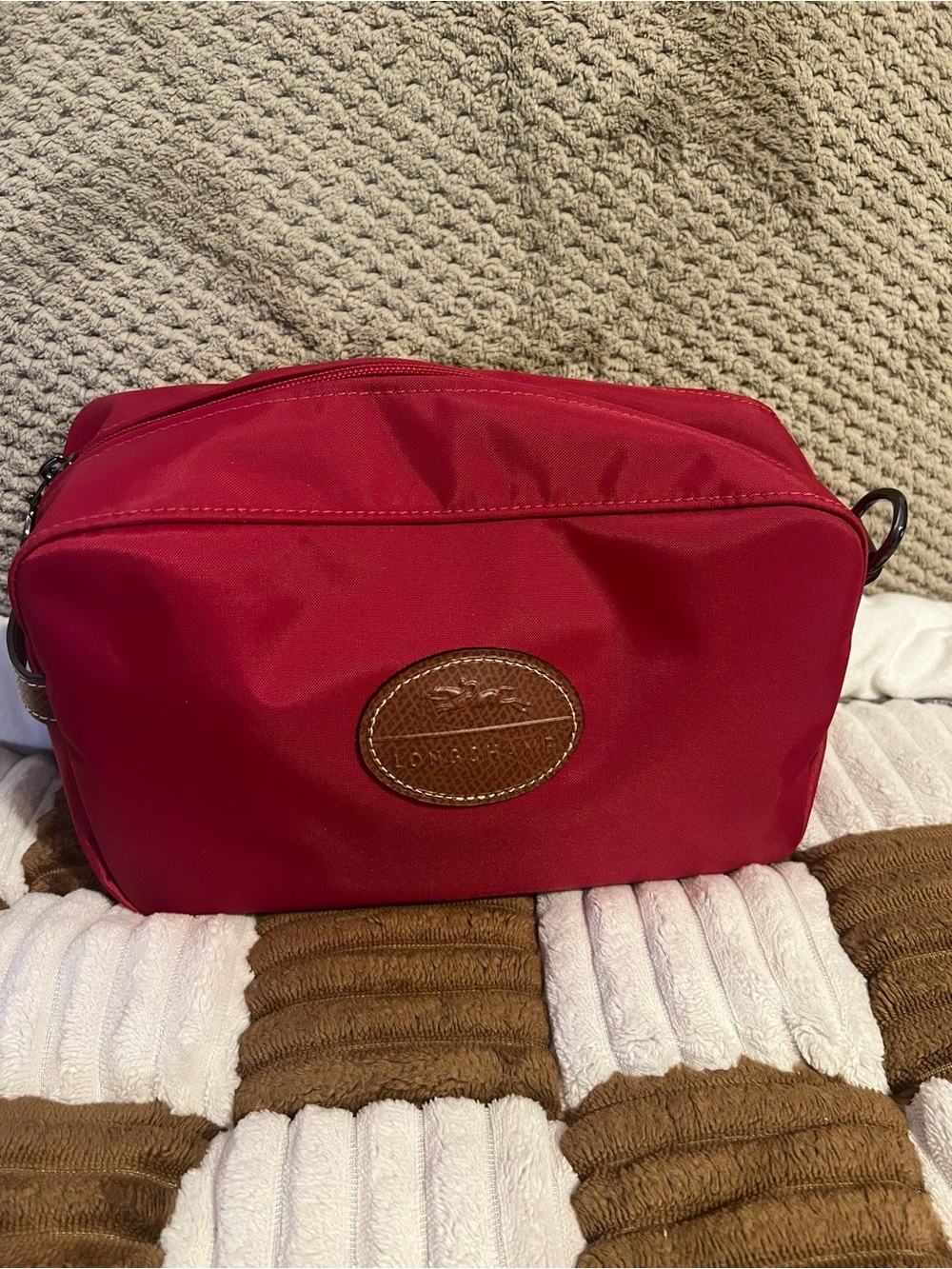 Longchamp Le Pliage Large Travel Cosmetic Pouch in Red NWOTS!